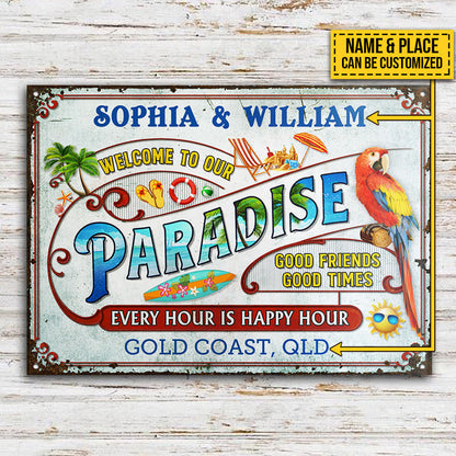 Beach Surfing Our Paradise - Personalized Customized Classic Metal Signs