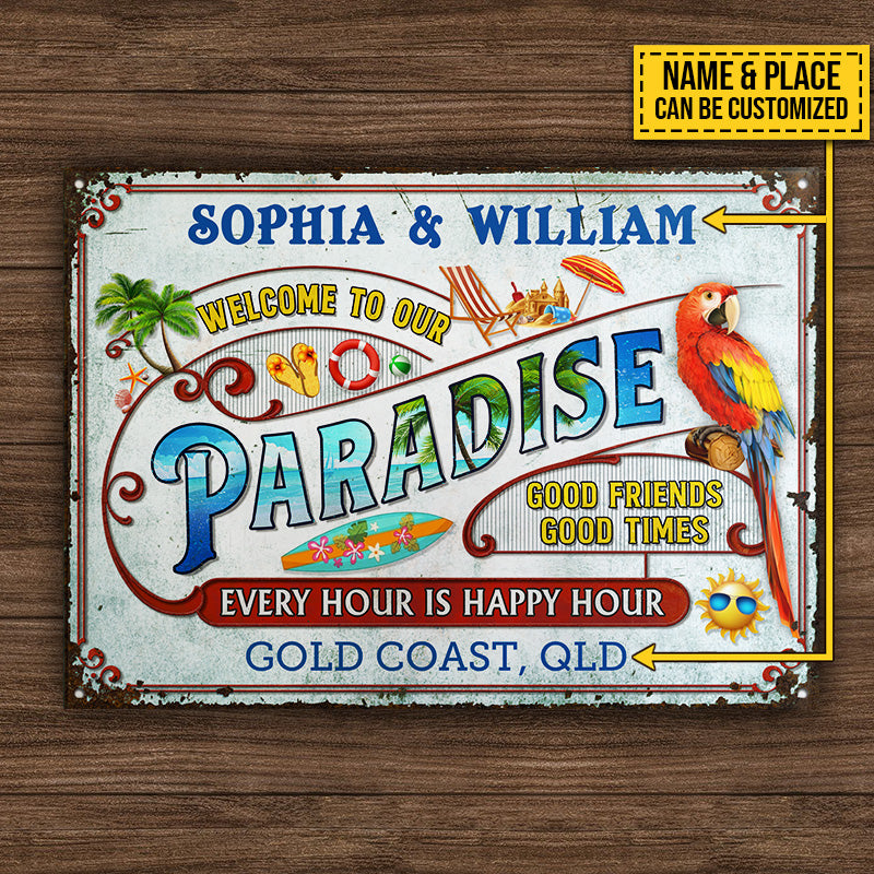 Beach Surfing Our Paradise - Personalized Customized Classic Metal Signs