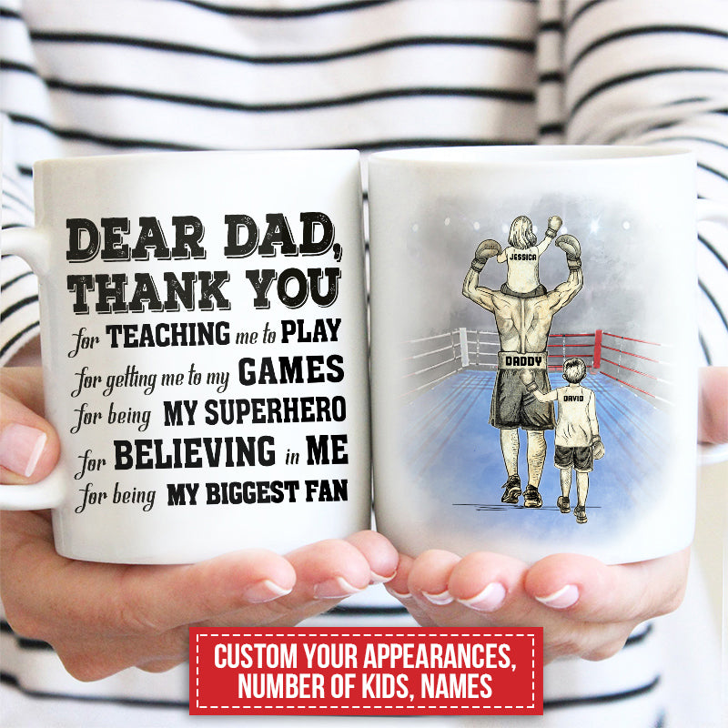 Personalized Boxing Dad And Child Thank You Dad Custom Kids Custom Mug