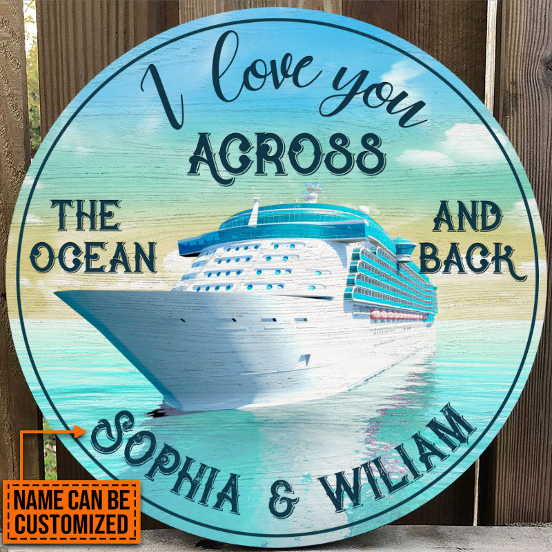 Personalized Cruising Across The Ocean Customized Wood Circle Sign