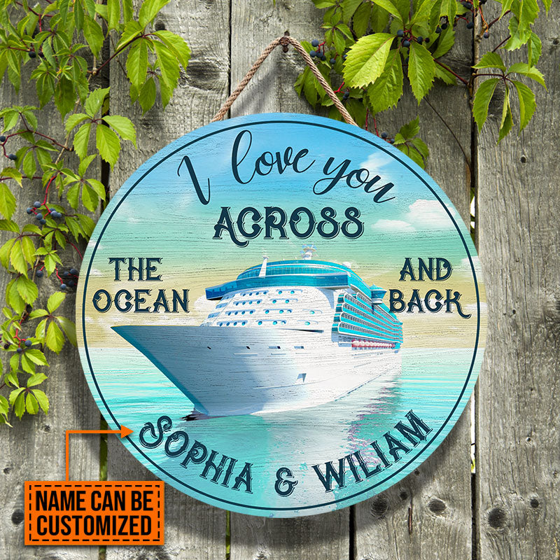 Personalized Cruising Across The Ocean Customized Wood Circle Sign