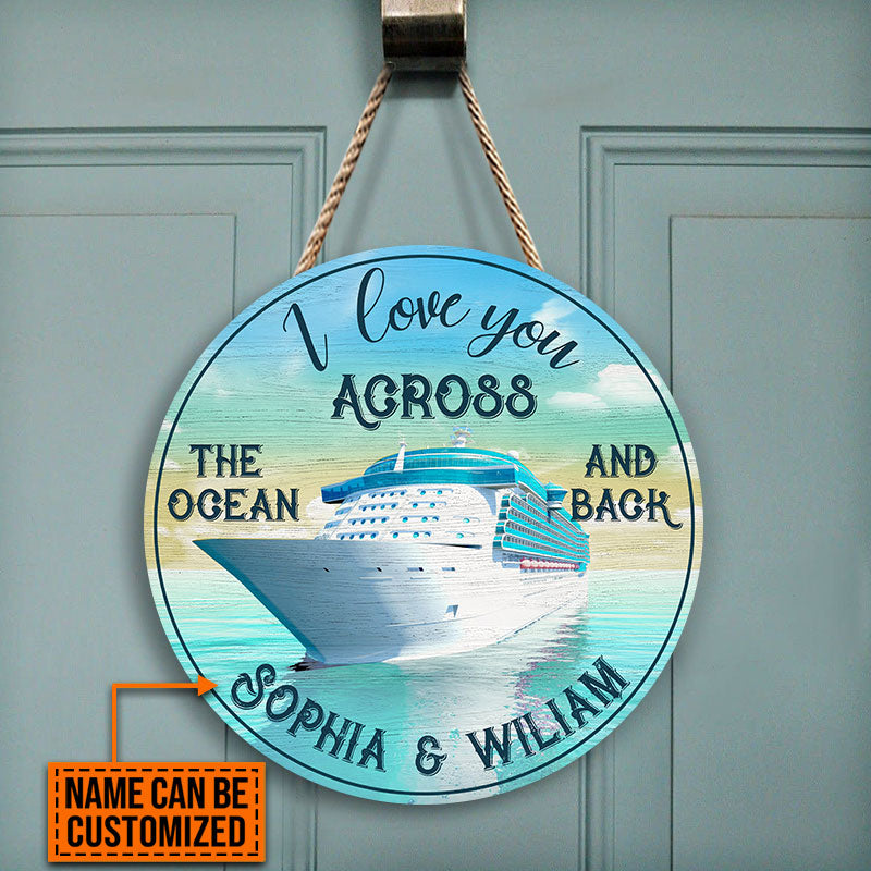 Personalized Cruising Across The Ocean Customized Wood Circle Sign