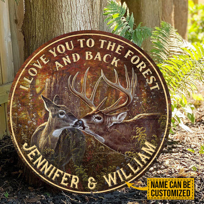 Personalized Deer I Love You To The Forest And Back Customized Wood Circle Sign