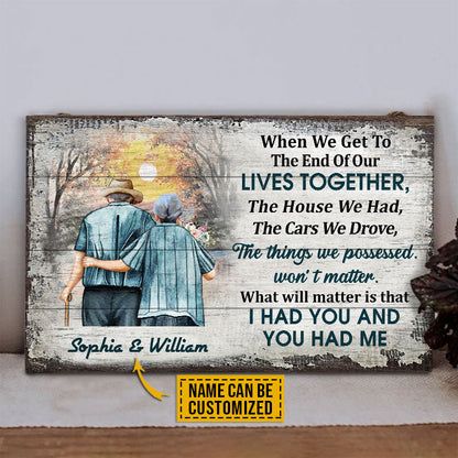 Personalized Family Old Couple When We Get Customized Wood Rectangle Sign