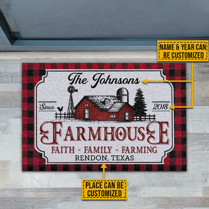 Personalized Farmhouse Faith Family Farming Custom Doormat