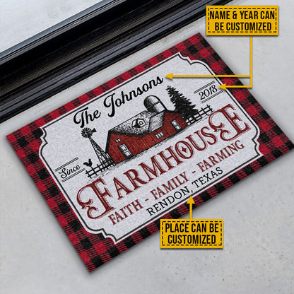 Personalized Farmhouse Faith Family Farming Custom Doormat