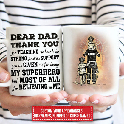 Personalized Firefighter Dad And Child Thank You Custom Mug