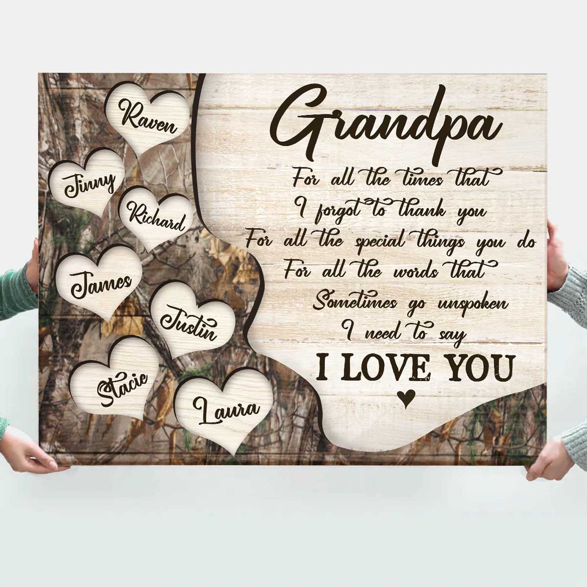 Personalized Thank You Dad Canvas / Poster - Father’s Day Gift with Kids’ Names
