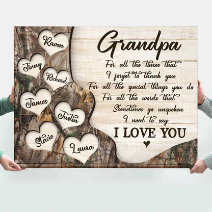 Personalized Thank You Dad Canvas / Poster - Father’s Day Gift with Kids’ Names