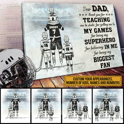 Personalized Thank You Hockey Dad Canvas / Poster - Custom Gift from Child