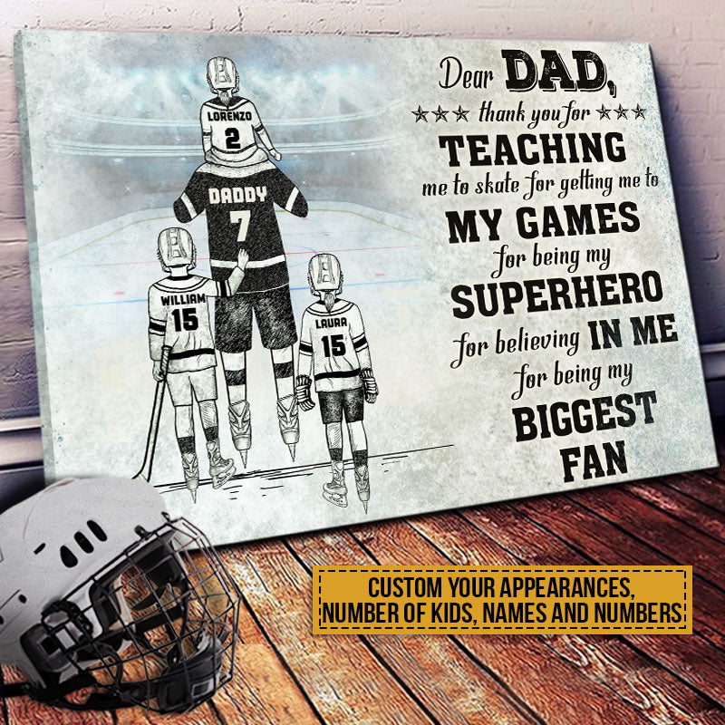 Personalized Thank You Hockey Dad Canvas / Poster - Custom Gift from Child