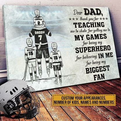 Personalized Thank You Hockey Dad Canvas / Poster - Custom Gift from Child