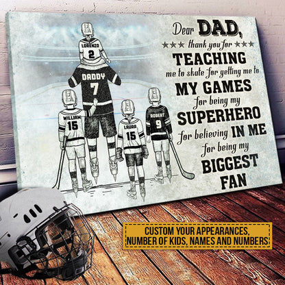 Personalized Thank You Hockey Dad Canvas / Poster - Custom Gift from Child