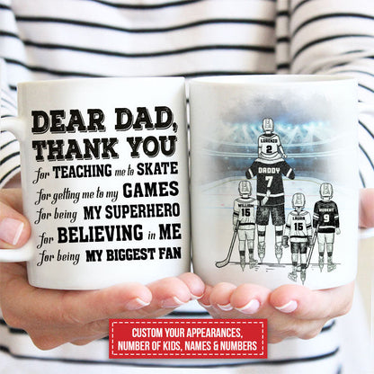 Personalized Hockey Dad And Child Thank You Custom Mug