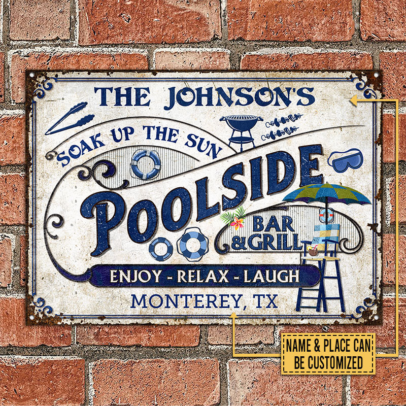 Pool Bar & Grill - Personalized Customized Classic Metal Signs