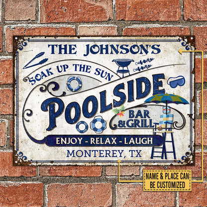 Pool Bar & Grill - Personalized Customized Classic Metal Signs