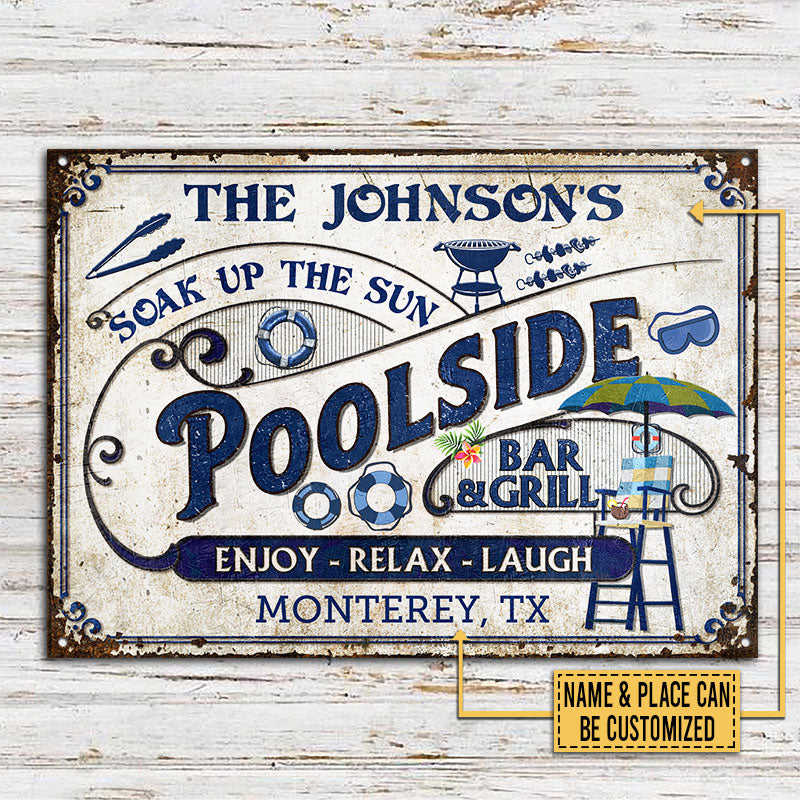 Pool Bar & Grill - Personalized Customized Classic Metal Signs
