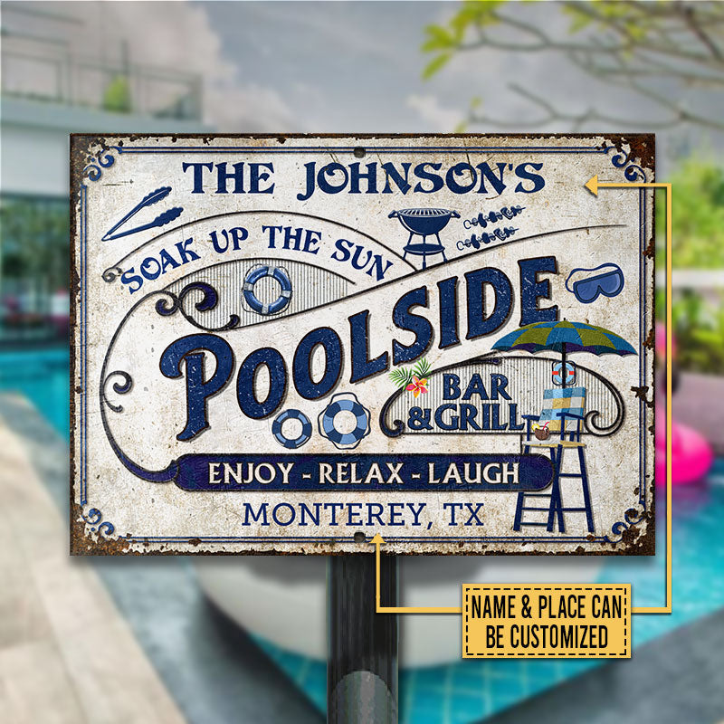 Pool Bar & Grill - Personalized Customized Classic Metal Signs