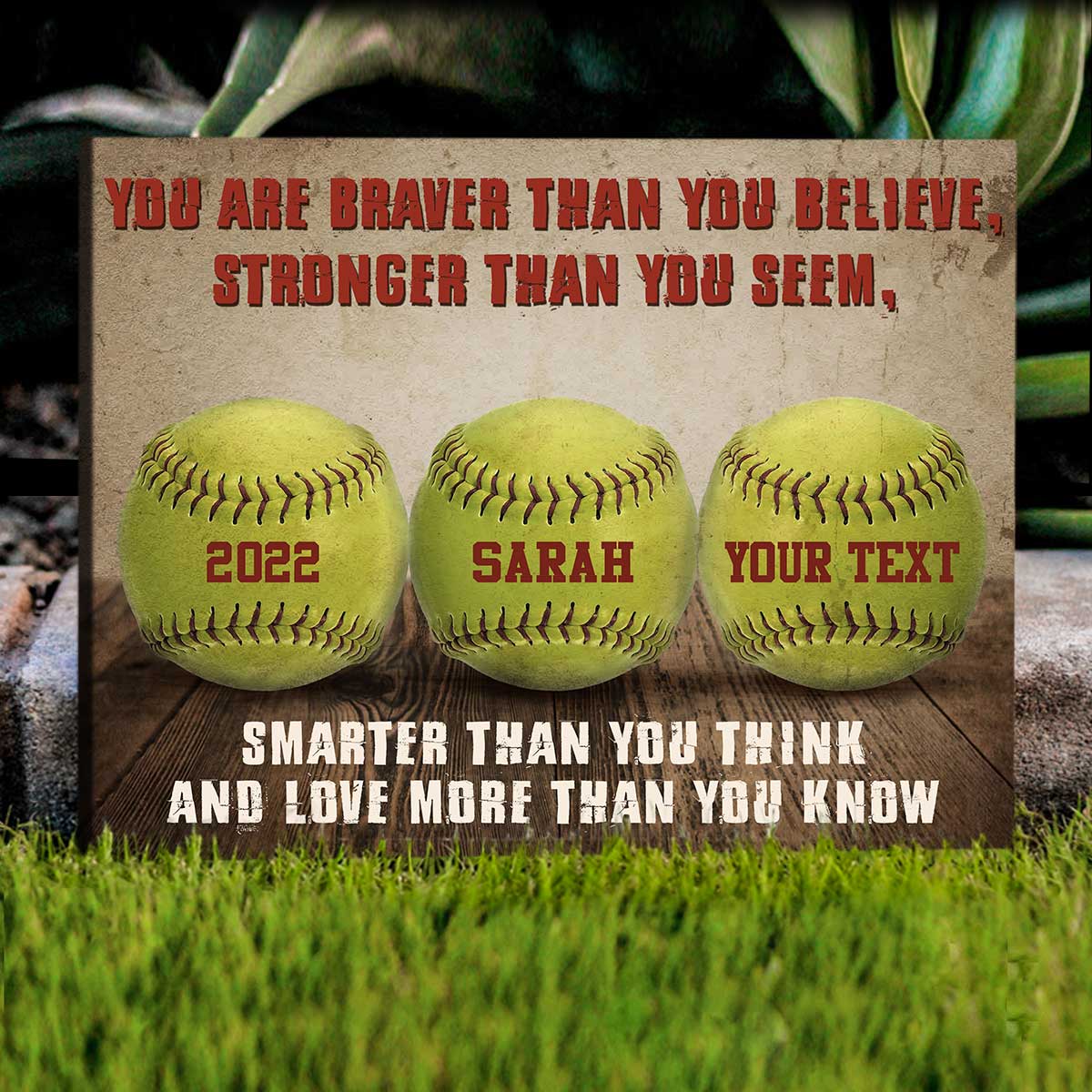 You Are Braver Than You Believe Stronger Than You Seem - Personalized Baseball & Softball Lovers Poster / Canvas