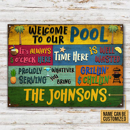 Swimming Pool Welcome To Our - Personalized Custom Classic Metal Signs