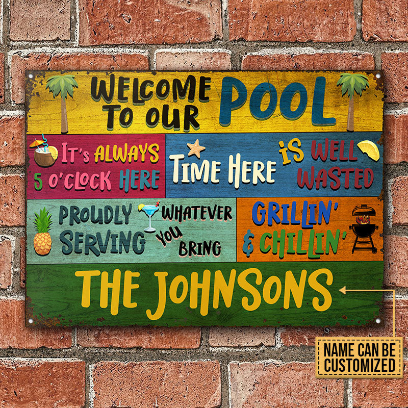 Swimming Pool Welcome To Our - Personalized Custom Classic Metal Signs