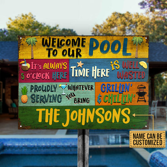 Swimming Pool Welcome To Our - Personalized Custom Classic Metal Signs