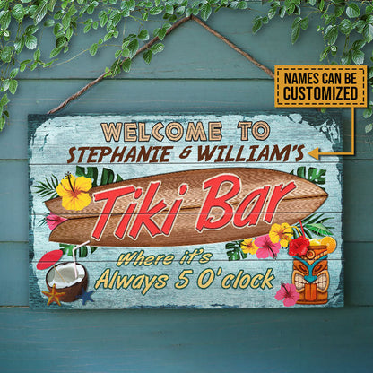 Personalized Tiki Bar Customized Wood Rectangle Sign