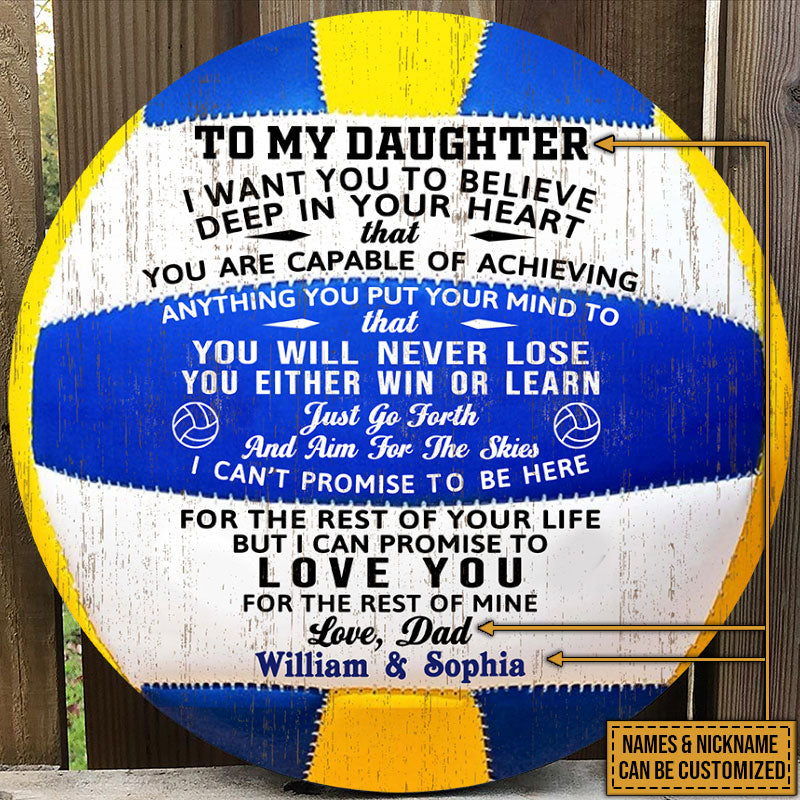 Personalized Volleyball Parent And Child You Will Never Lose Customized Wood Circle Sign