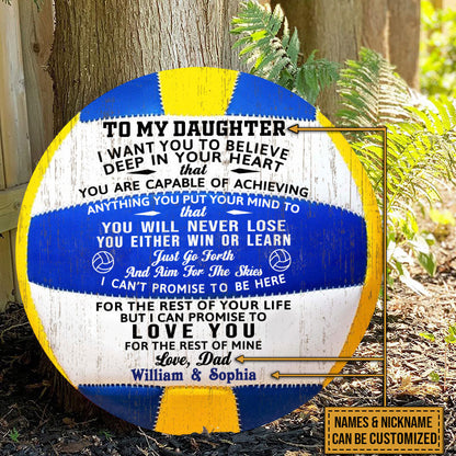 Personalized Volleyball Parent And Child You Will Never Lose Customized Wood Circle Sign