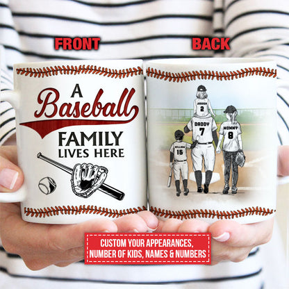 Personalized Baseball Family Lives Here Custom Mug