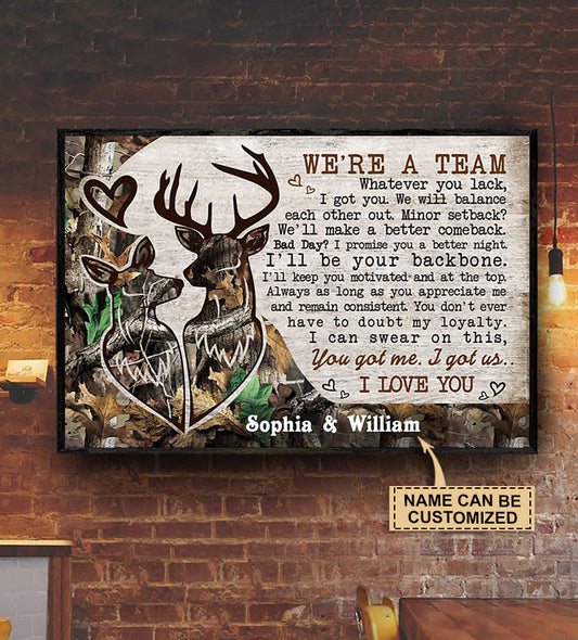 We're A Team - Personalized Custom Deer Couple Camo Poster / Canvas