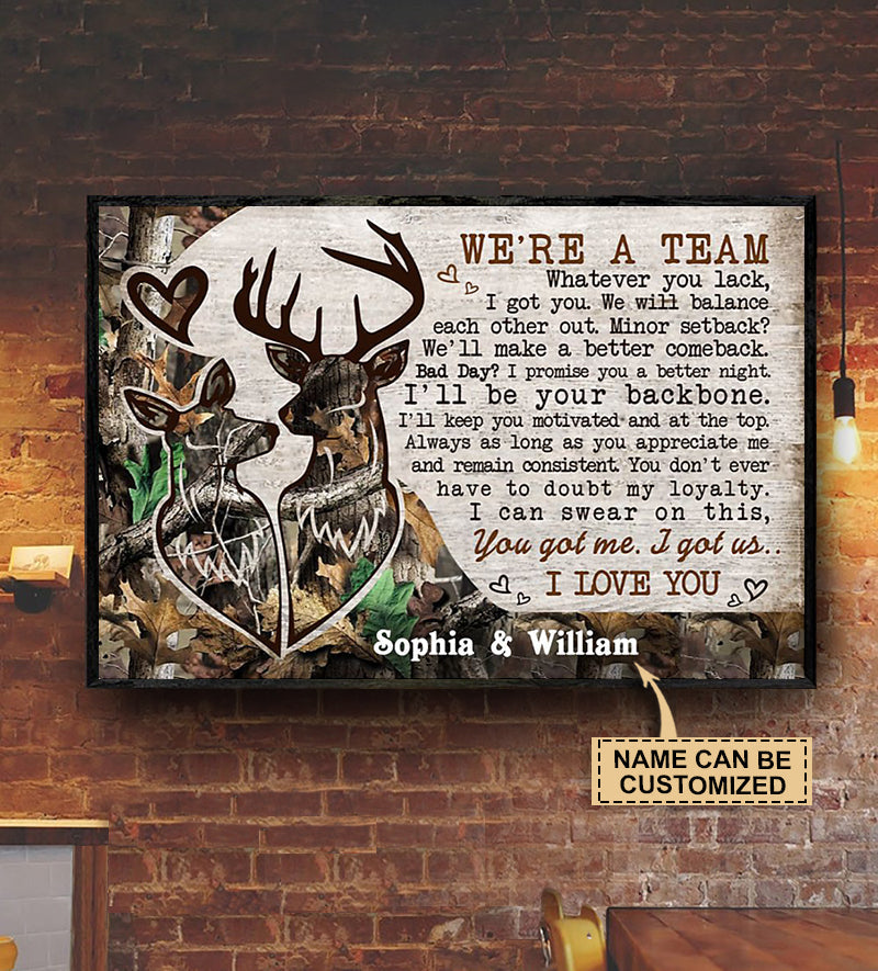 We're A Team - Personalized Custom Deer Couple Camo Poster / Canvas