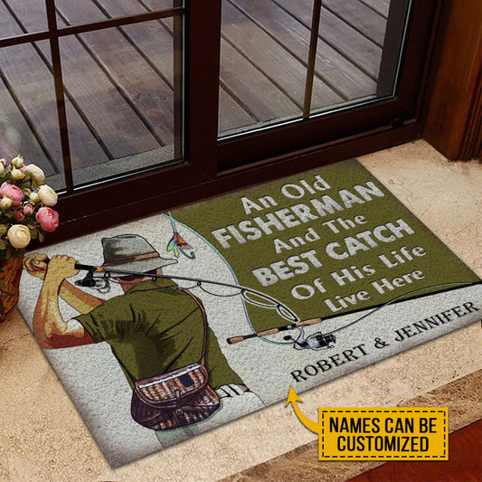 Custom Fishing Couple Doormat for Couples with personalized design details for meaningful gifting