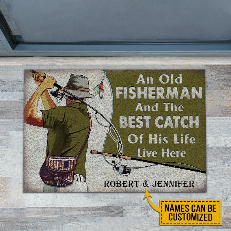 Custom Fishing Couple Doormat personalization view for Couples