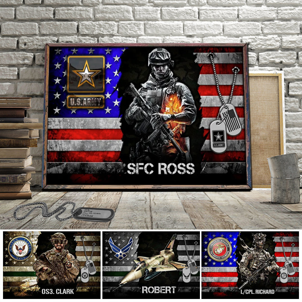 Custom Military Tribute Canvas / Poster: Personalized Wall Art for Veterans