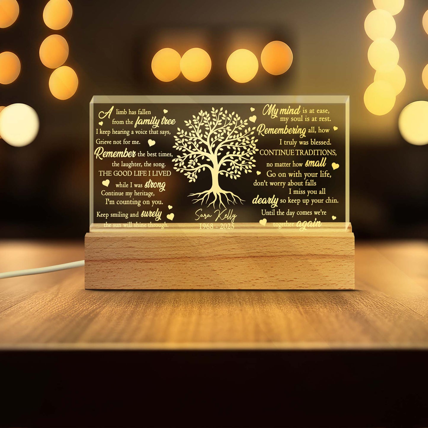 A Limb Has Fallen from the Family Tree - Personalized Acrylic Night Light Memorial Gift