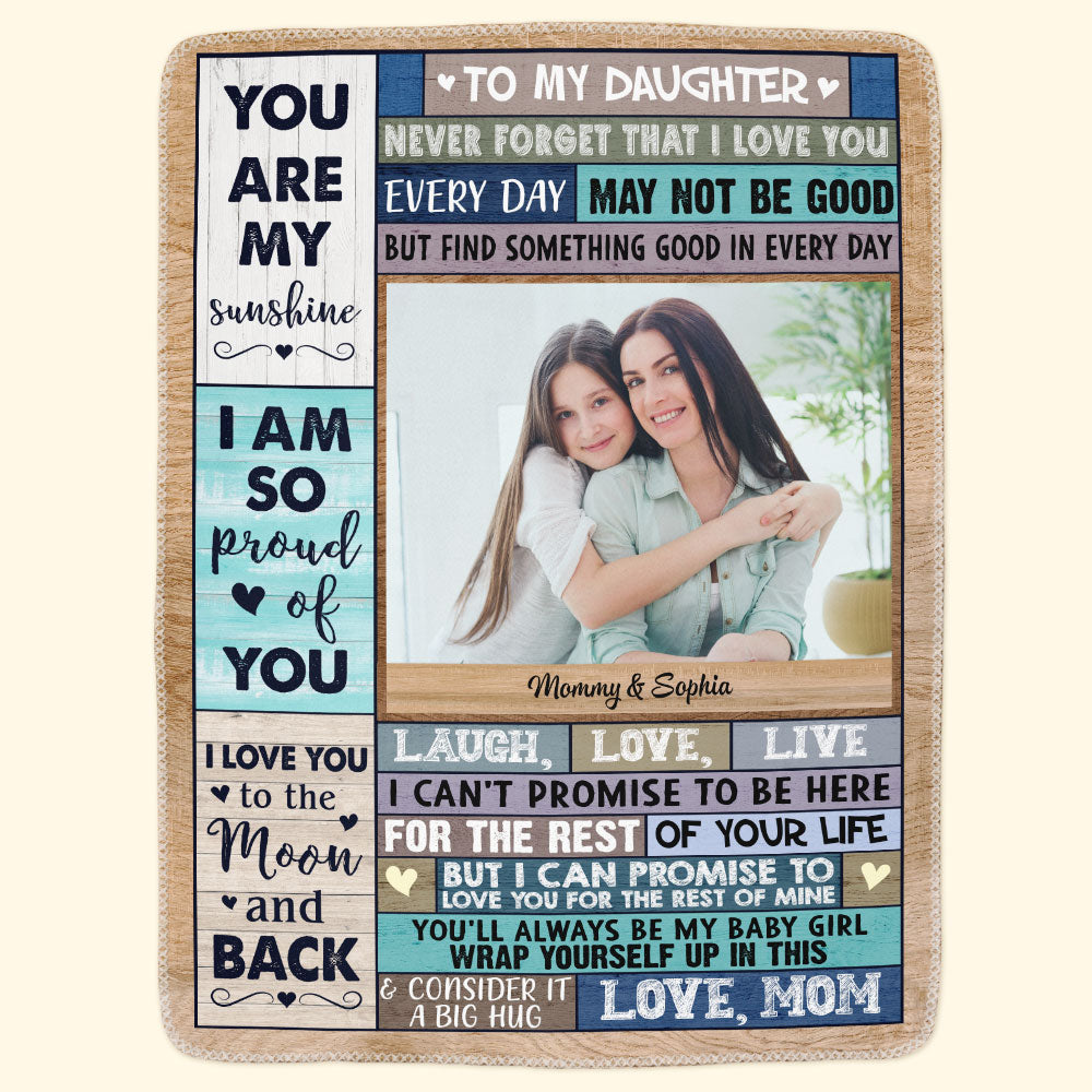 I Love You To The Moon & Back - Personalized Daughter Photo Blanket
