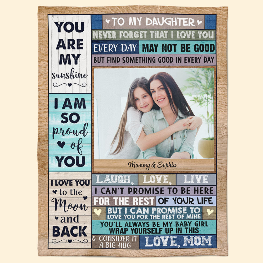 I Love You To The Moon & Back - Personalized Daughter Photo Blanket