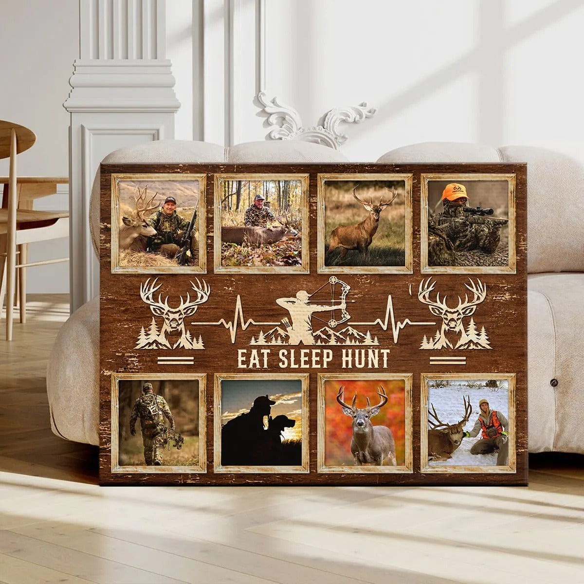 "Eat Sleep Hunt" Personalized Deer Hunting Canvas / Poster - Custom Hunter Photo Collage Gift