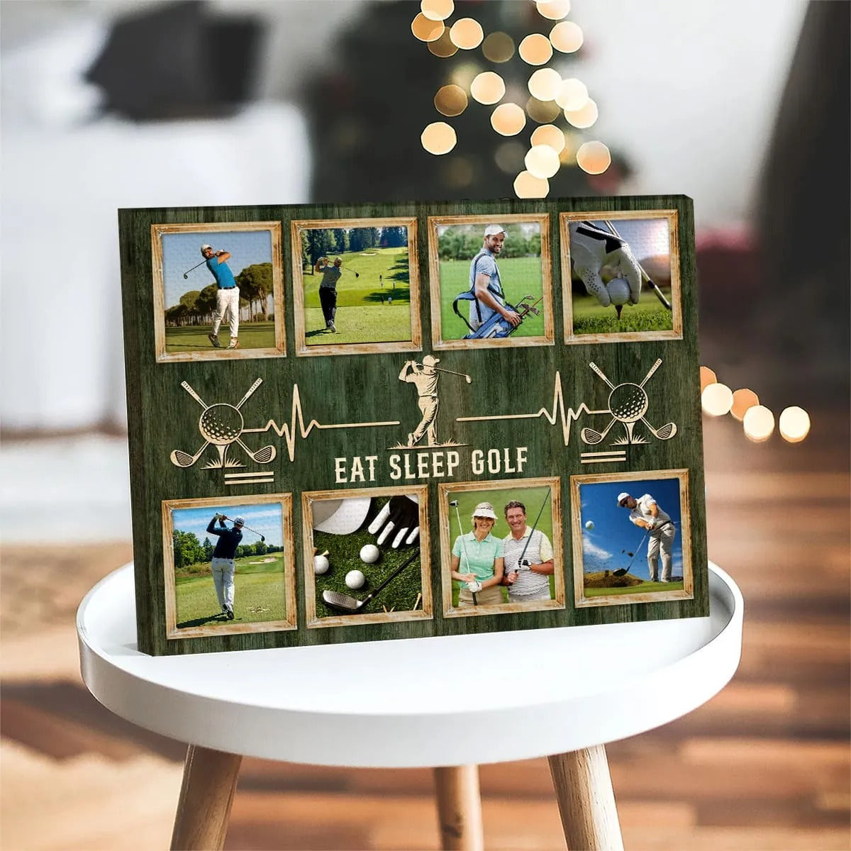 Personalized Eat Sleep Golf Photo Collage Canvas / Poster - Custom Golfer Wall Art Gift for Dad and Husband