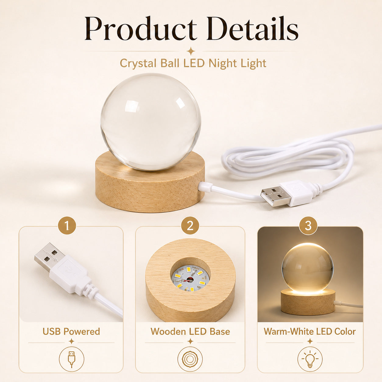 Personalized anniversary crystal ball night light with 3D inner laser engraved tree of love and couple initials image 7