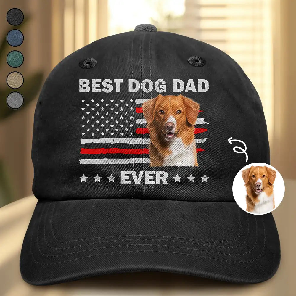 Custom Dog Dad Photo Hat for Dad with personalized design details for meaningful gifting