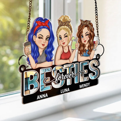 Besties Forever - Personalized Window Hanging Suncatcher Ornament