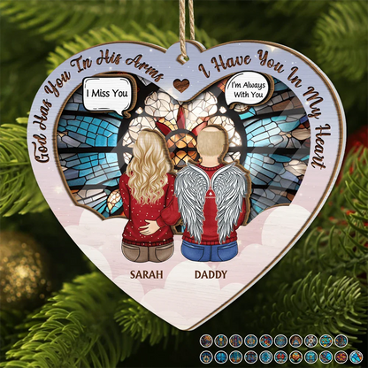 Personalized Memorial For Loved One Suncatcher: 'God Has You In His Arms, I Have You In My Heart'