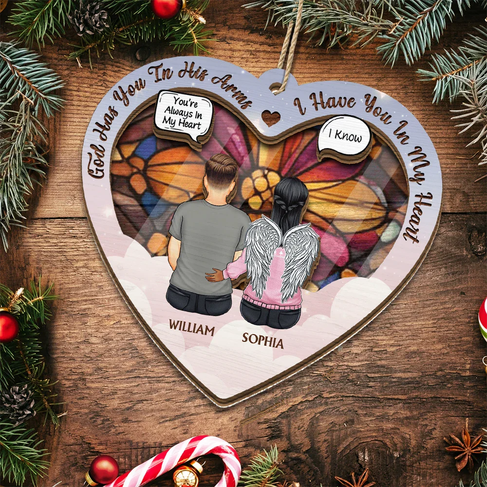 Personalized Memorial For Loved One Suncatcher: 'God Has You In His Arms, I Have You In My Heart'