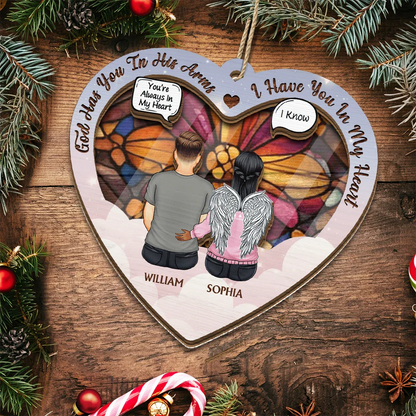 Personalized Memorial For Loved One Suncatcher: 'God Has You In His Arms, I Have You In My Heart'