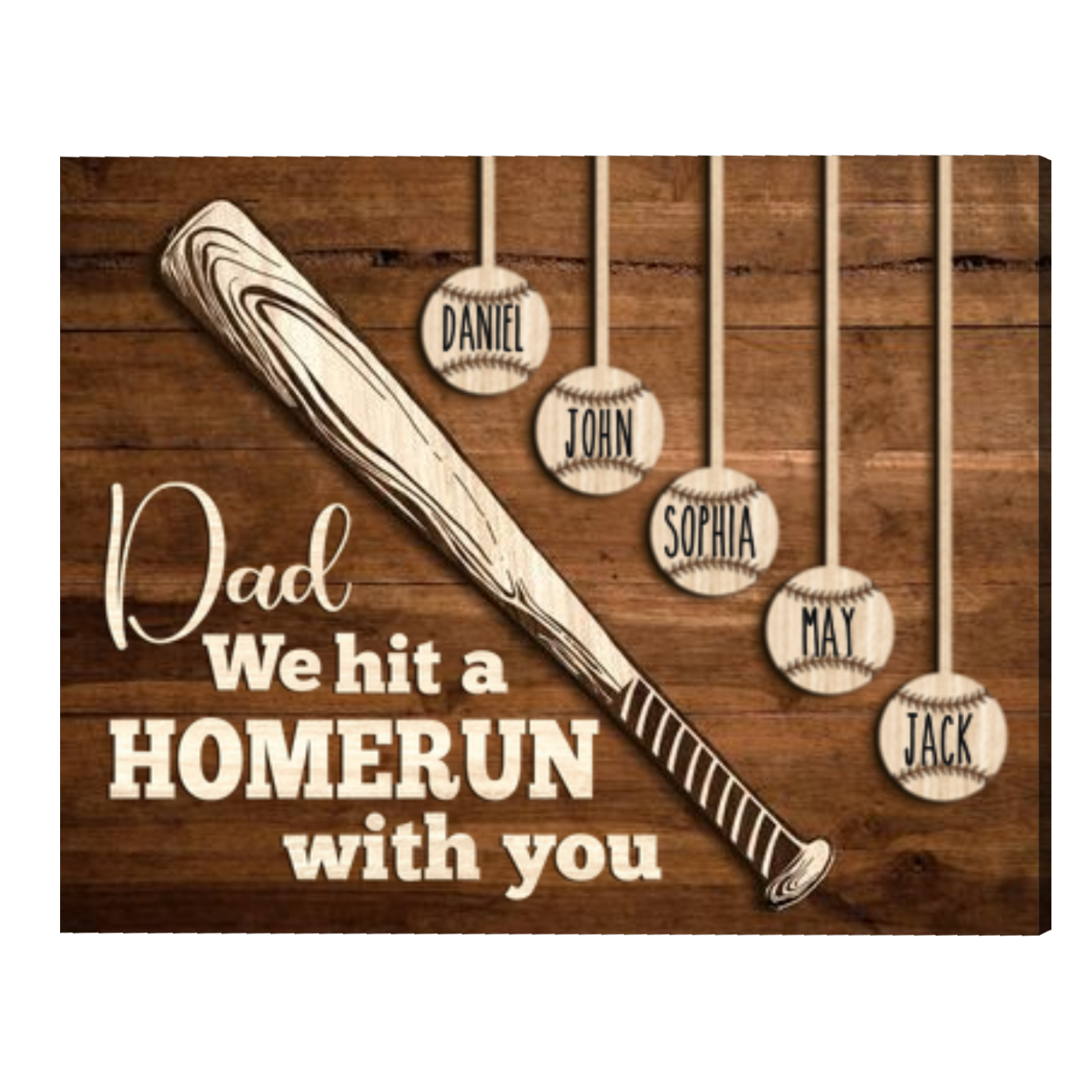 “Dad, We Hit A Homerun With You” Personalized Baseball Poster / Canvas - Gift for Baseball Dads