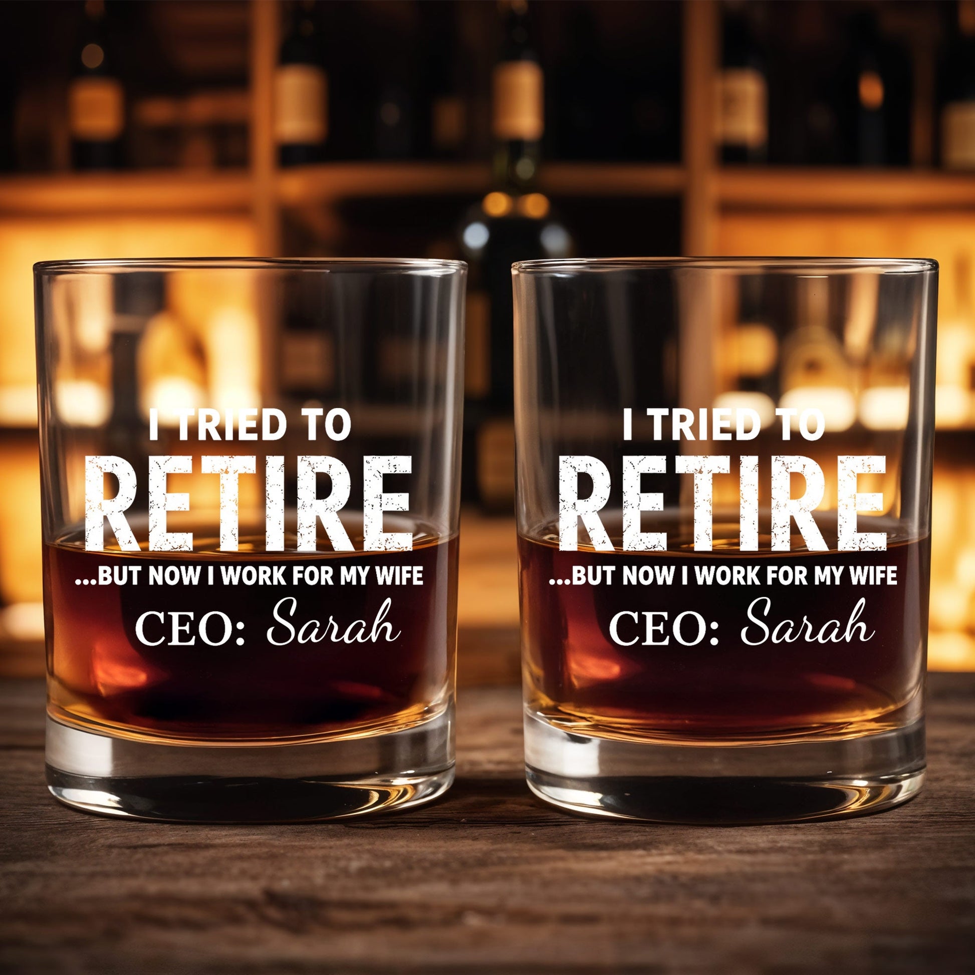 Custom Retirement Whiskey Glass for Husband with personalized design details for meaningful gifting image 8