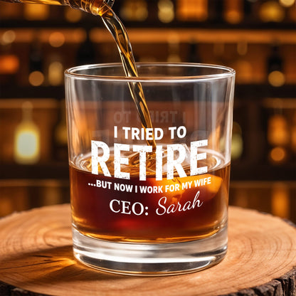 Mug material and size view - Custom Retirement Whiskey Glass