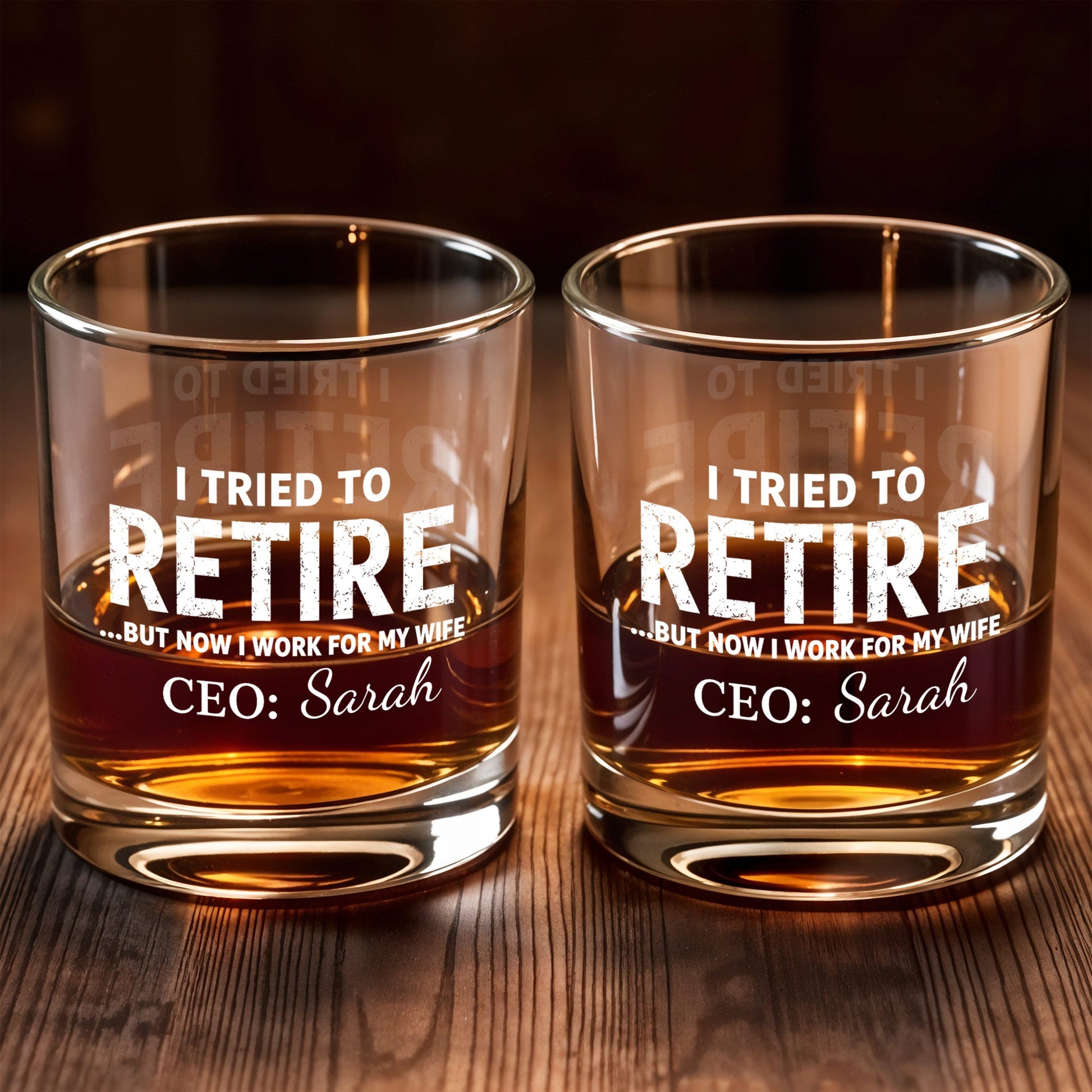 Custom Retirement Whiskey Glass for Husband with personalized design details for meaningful gifting image 6